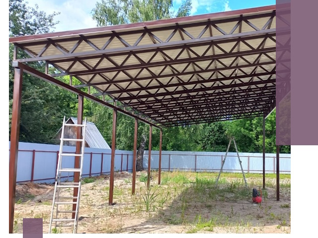 Односкатные навесы под ключ в Мценске — изготовление и монтаж